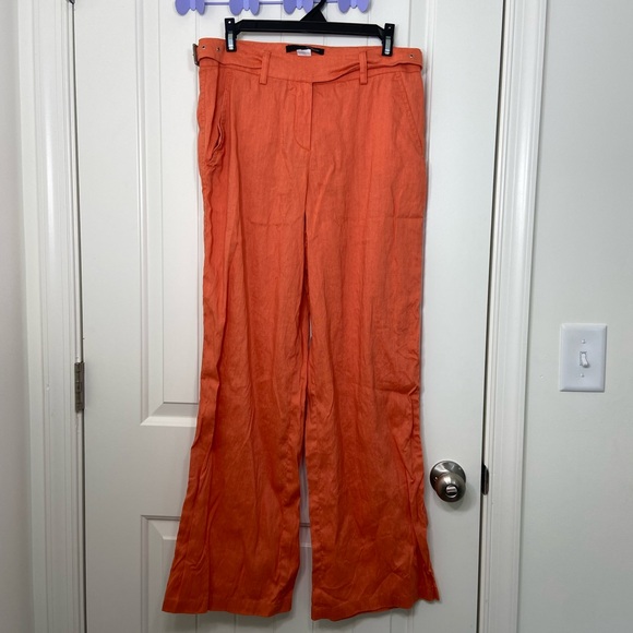 Vintage Les Copains women's‎ orange linen blend buckle lightweight pants 31" W - Picture 1 of 10